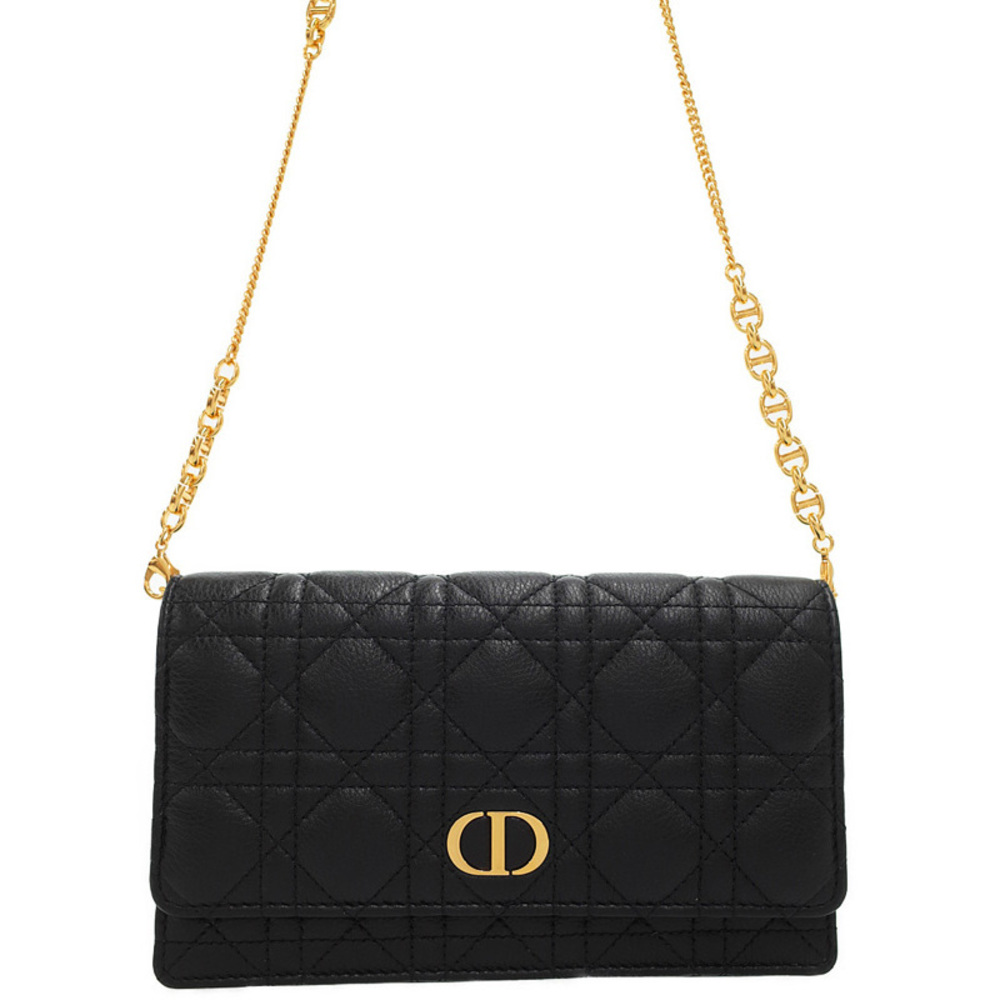 Christian Dior Caro Cannage Chain Pouch Black